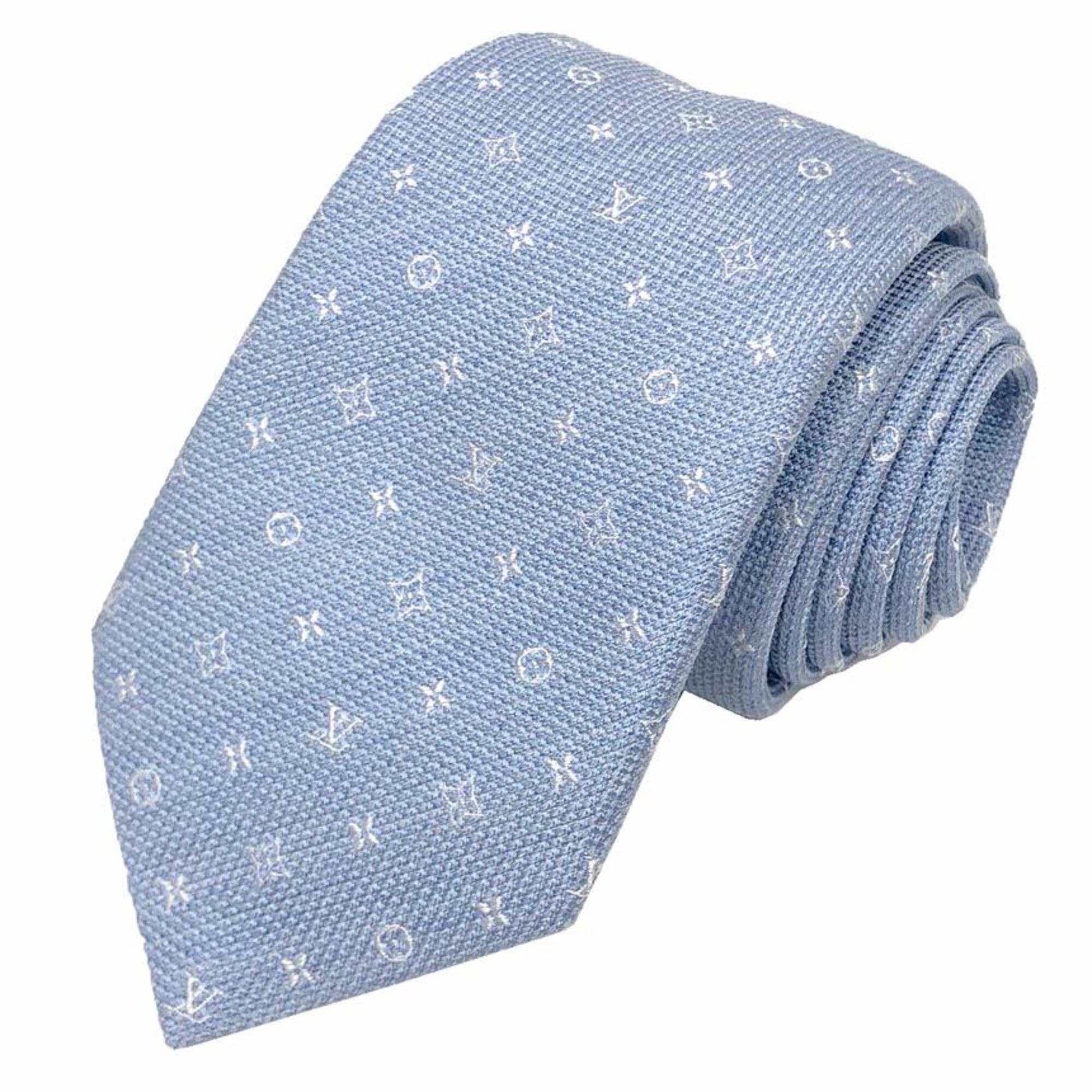 Louis Vuitton Louis Vuitton Monogram Tie M79908 Blue Light 100% Silk Men's